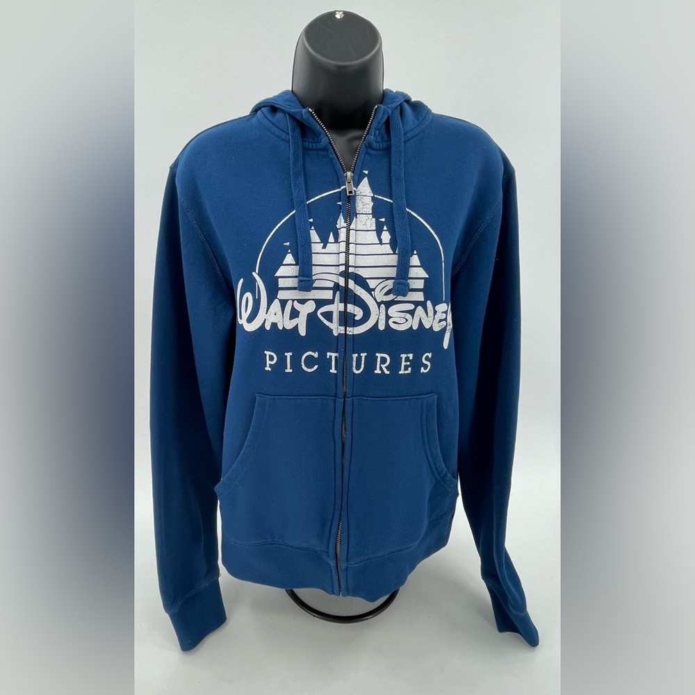 “Walt Disney Pictures” Blue Hooded Sweatshirt Full Zip Jacket Unisex Size XS